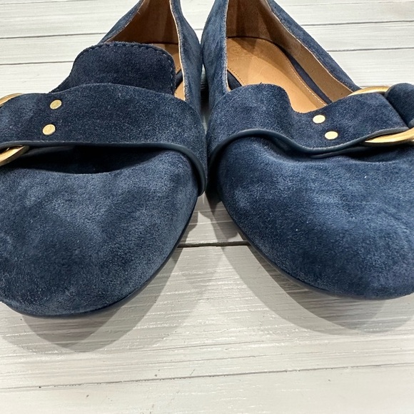 Tory Burch Marsden Smoking Loafer Blue Suede Gold Hardware size 8 - Picture 9 of 9